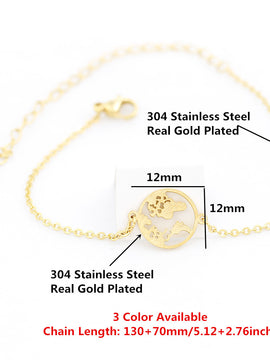 Stainless Steel World Map Bracelets For Women
